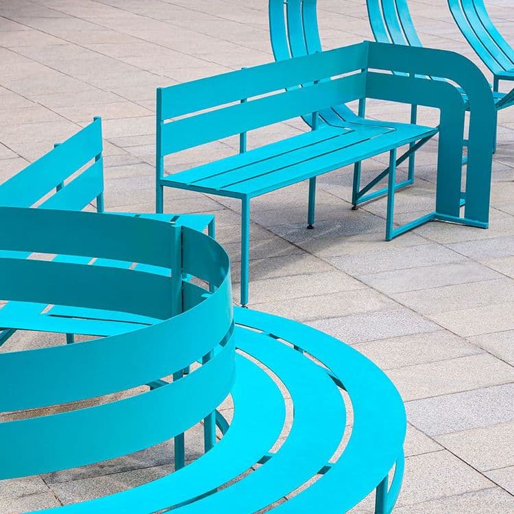 Blue benches